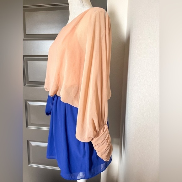 Lush Cold Shoulder Sheer Long Sleeve Dress, Size L - Picture 12 of 12